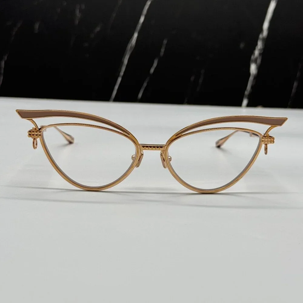 NEW VALENTINO GLASSLINER VLX-118F CAT EYE GOLD EYEGLASSE